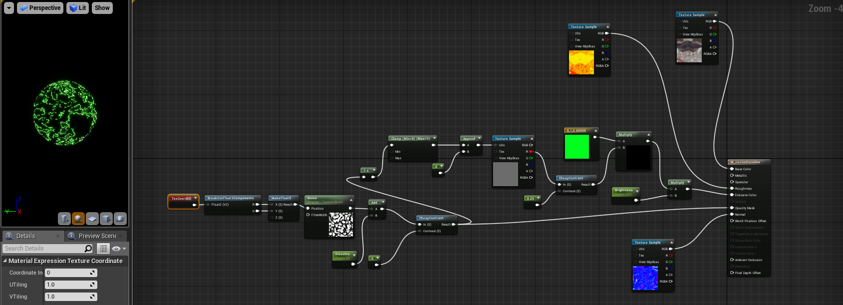 Blueprint for the dissolving shader
